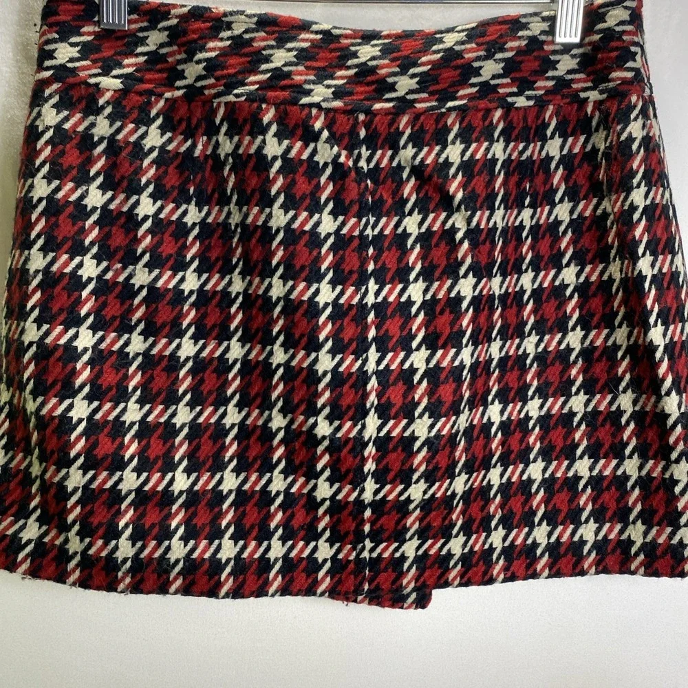 Lined‎ Plaid Mini Express Womens Skirt Wool Blend 8 Red Black